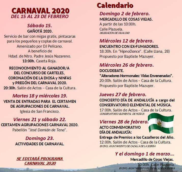 Agenda Cazalla de la Sierra Febrero